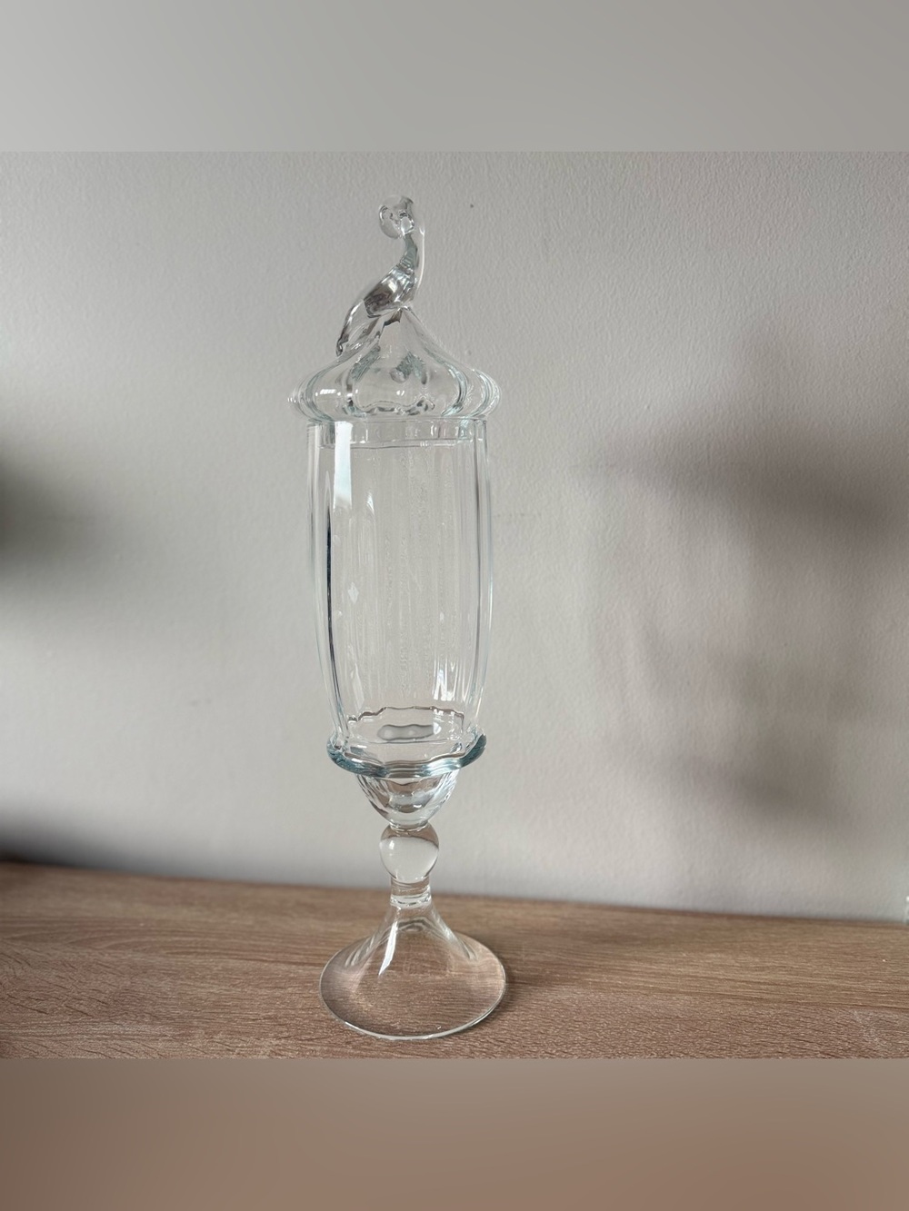 Vintage Apothecary Jar 17.5” Bon Bon Candy Clear Glass Lidded Canister Large